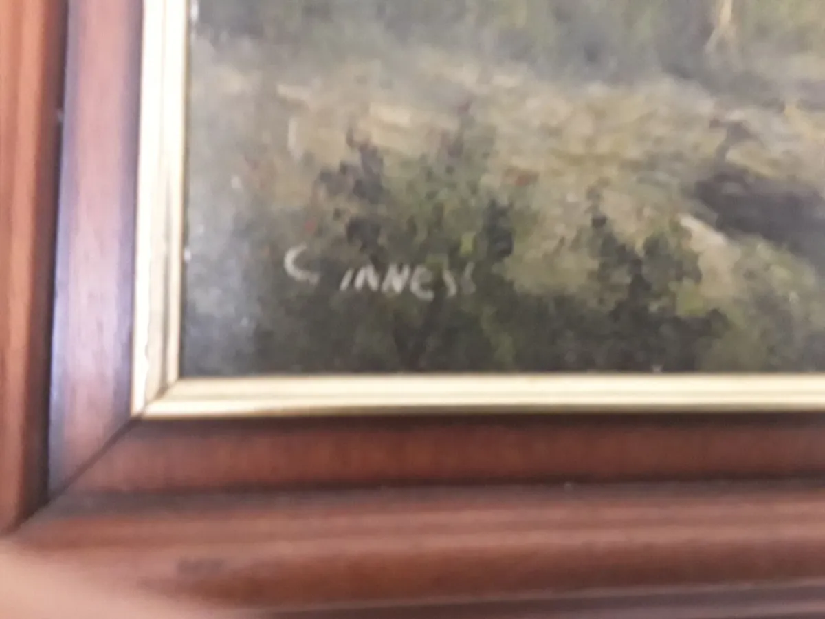Lovely oil painting dark brown pine frame - Image 3