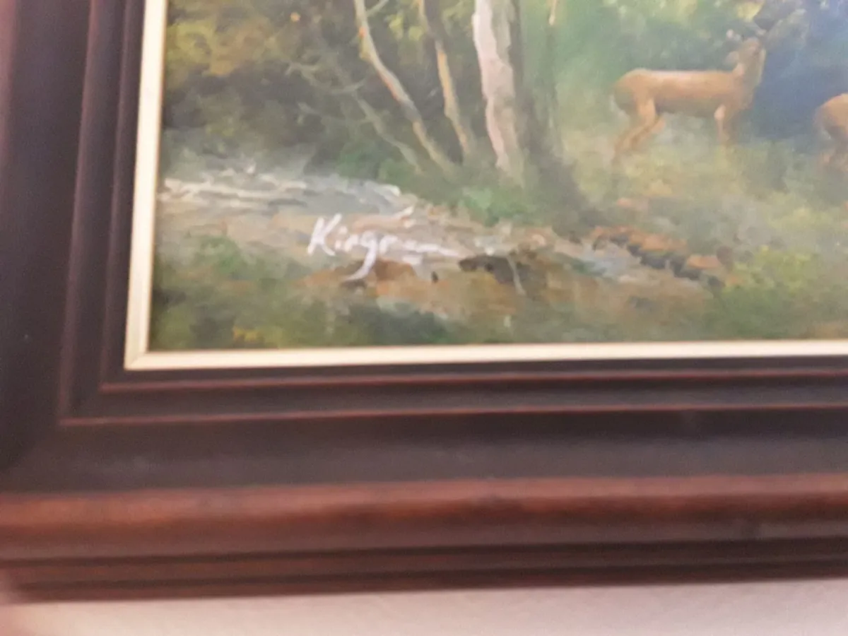 Lovely oil painting dark brown pine frame - Image 4
