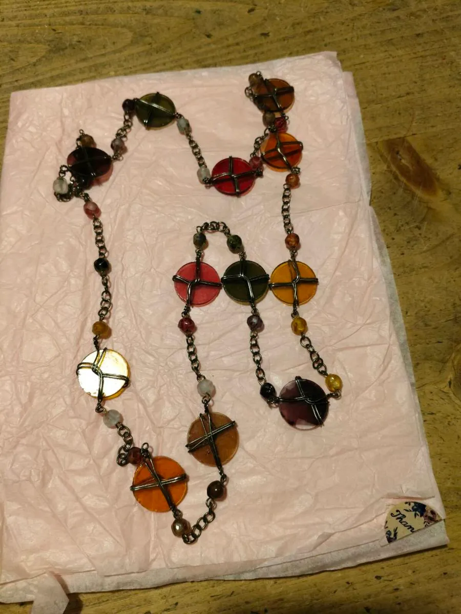This item is a bohemian-style wire-wrapped beaded - Image 1
