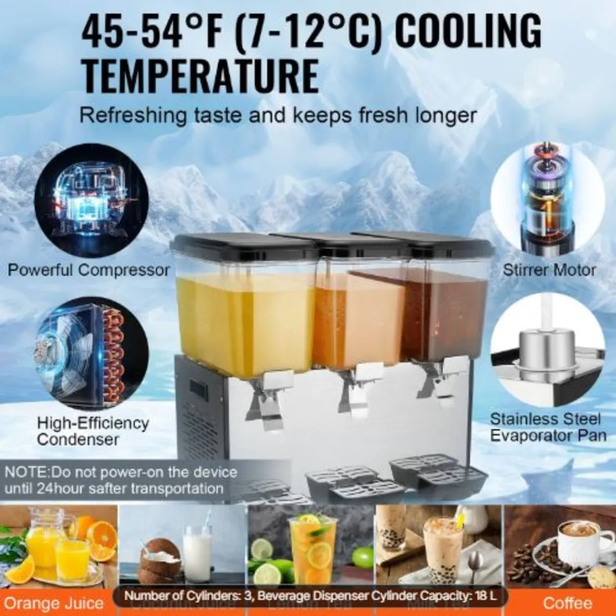 Commercial Beverage Dispenser, 3 Tanks 18 L Per - Image 3