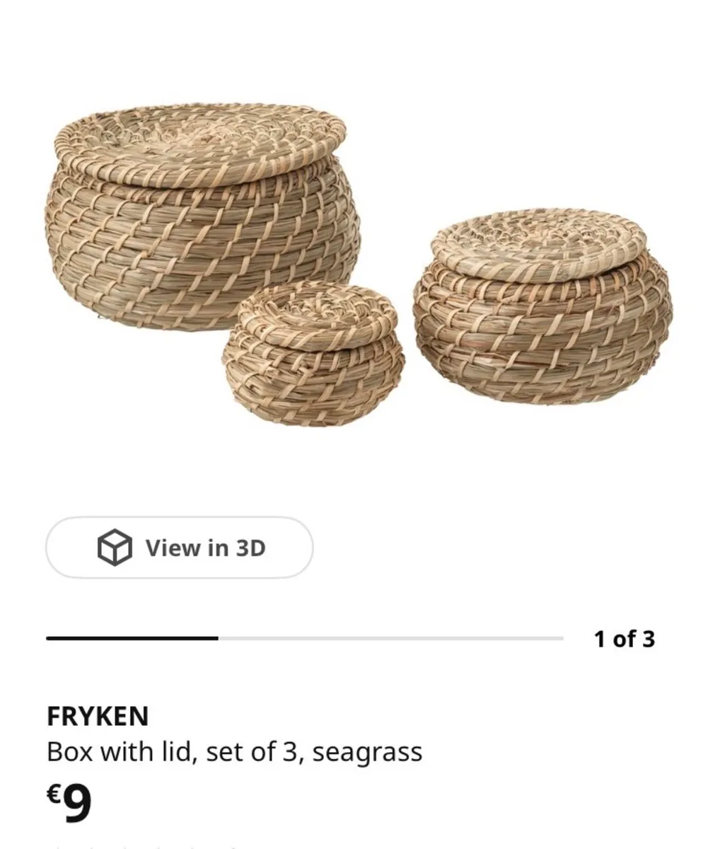 Fryken, IKEA - Set of 3 Sea Grass Boxes - Image 2