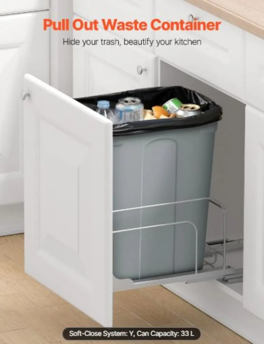 Pullout Trash Can for Kitchen Cabinets, Garbage - Image 2