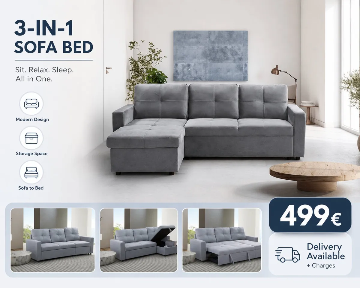 Corner Sofa Bed With Storage - Image 2