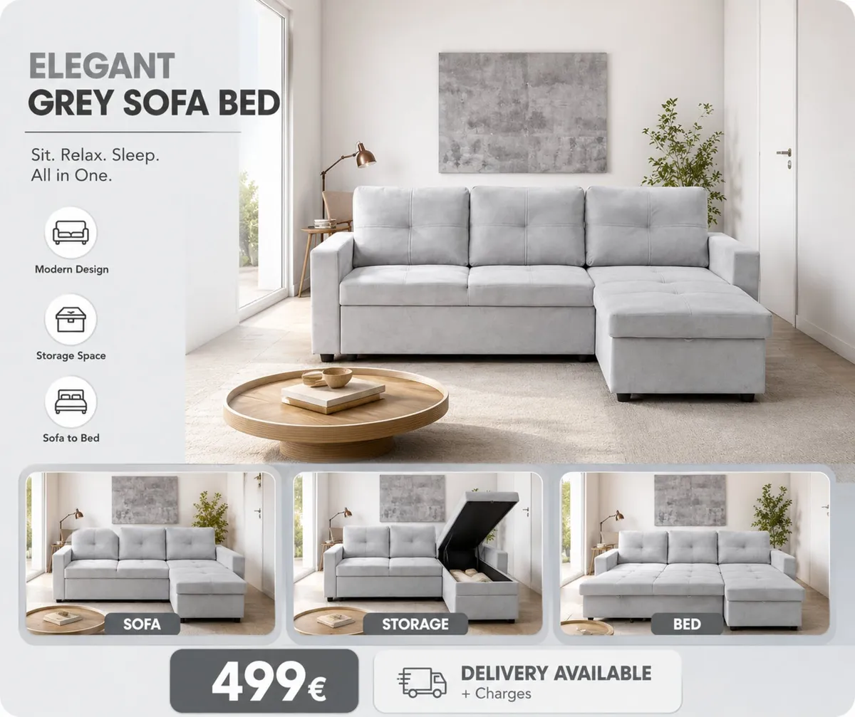 Corner Sofa Bed With Storage - Image 4