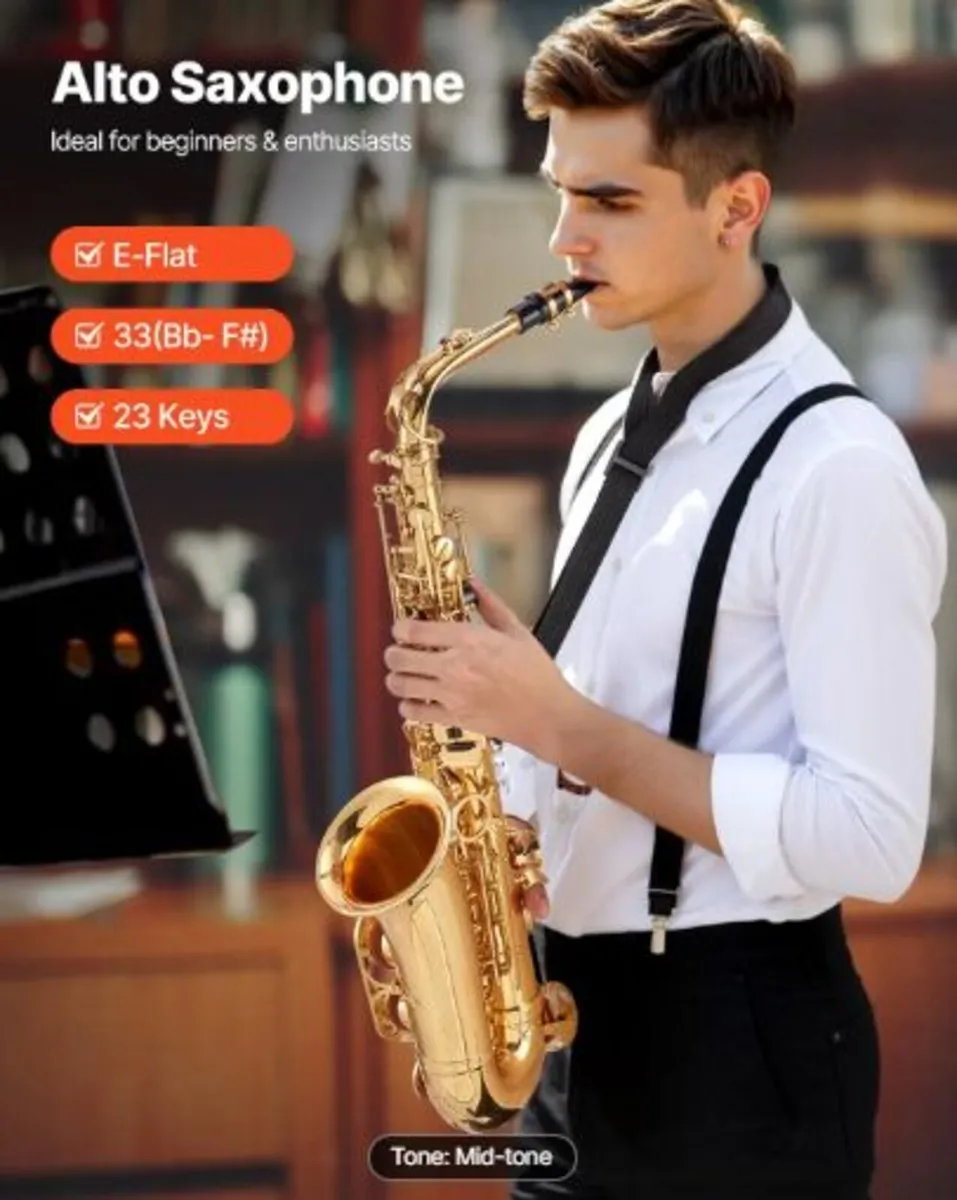 Alto Saxophone, E Flat, Brass Saxophone Beginner - Image 3