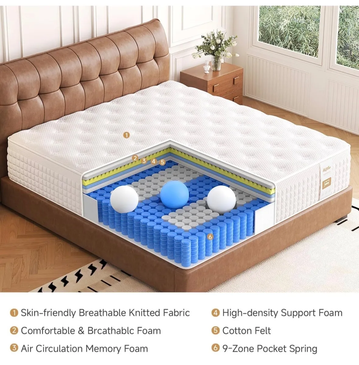 King size Mattress,5FT Orthopaedic Medium-Firm Kin - Image 1