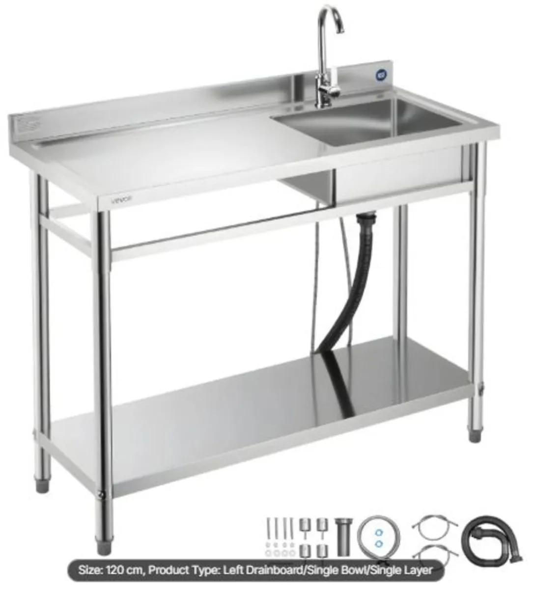 Stainless Steel Utility Sink,Free Standing Single - Image 1