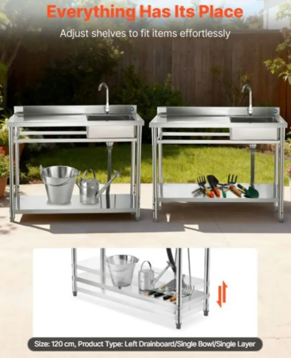 Stainless Steel Utility Sink,Free Standing Single - Image 4