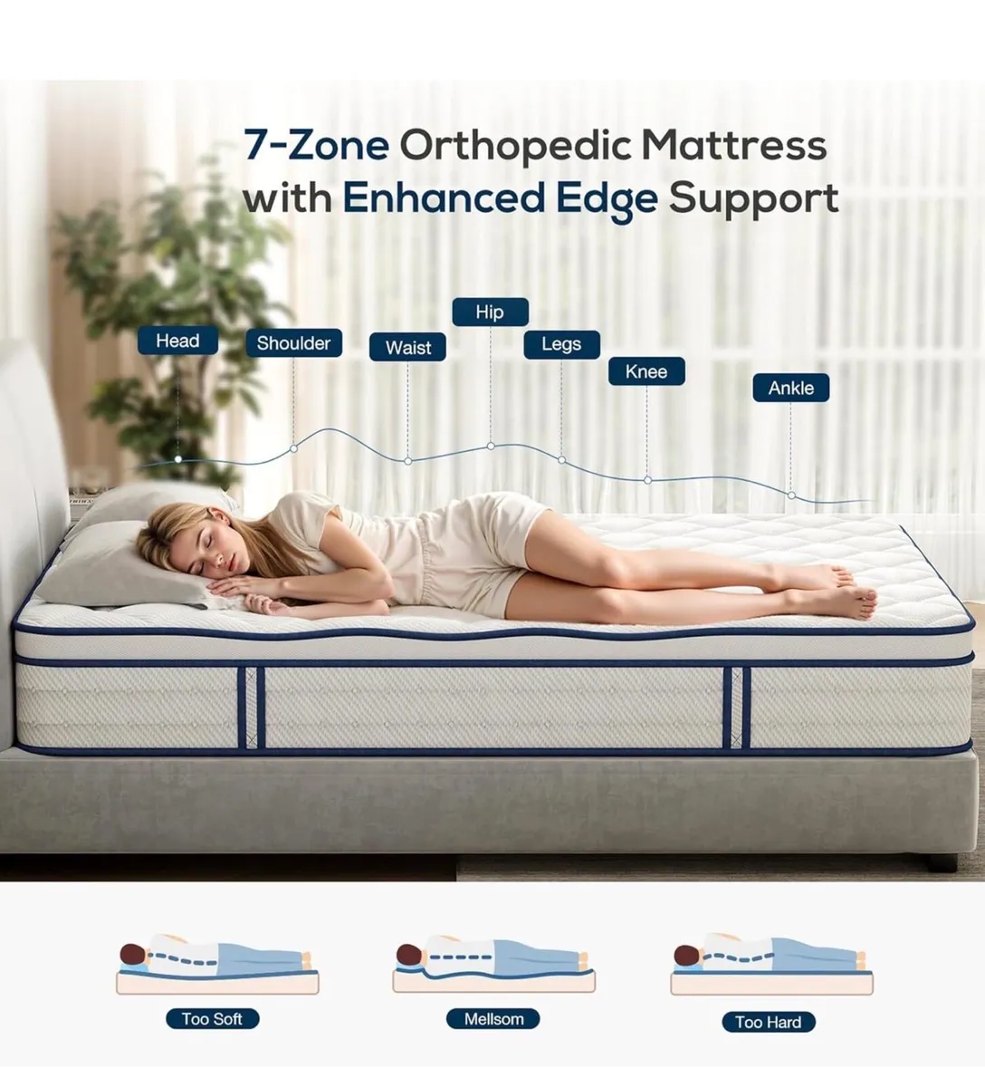King Mattress 5FT, Memory Foam and 7-Zone Pocket S - Image 2