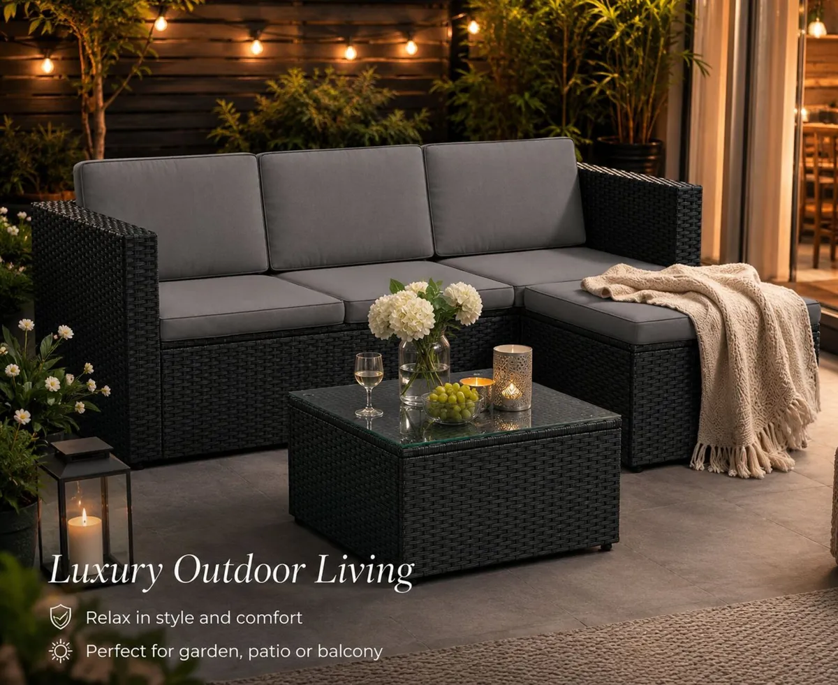 Luxury Rattan Corner Sofa Set with Footstool and G - Image 1