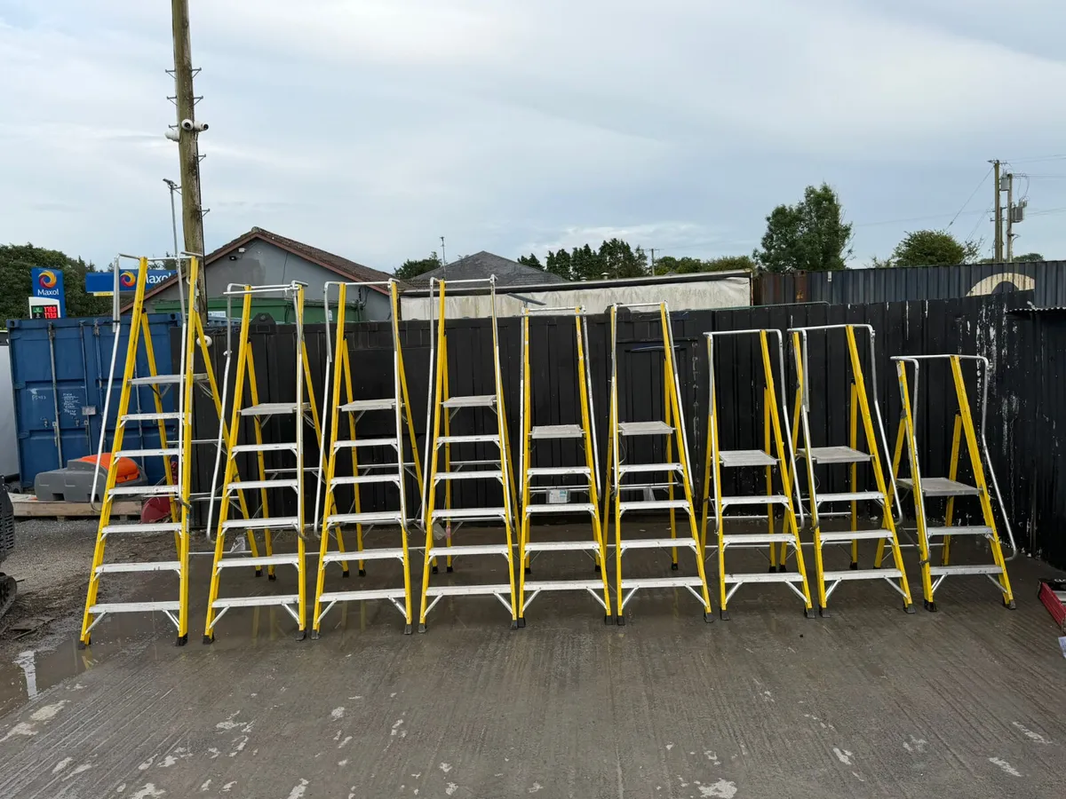 Fibreglass Platform Step Ladder with Handrail - Image 2
