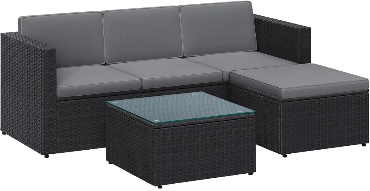 Luxury Rattan Corner Sofa Set with Footstool and G - Image 3