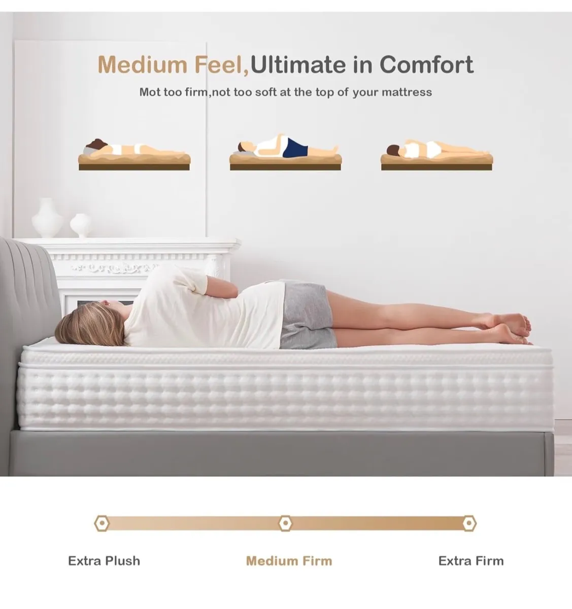 King Size Mattress,10.2 INCH Hybrid Memory Foam an - Image 3