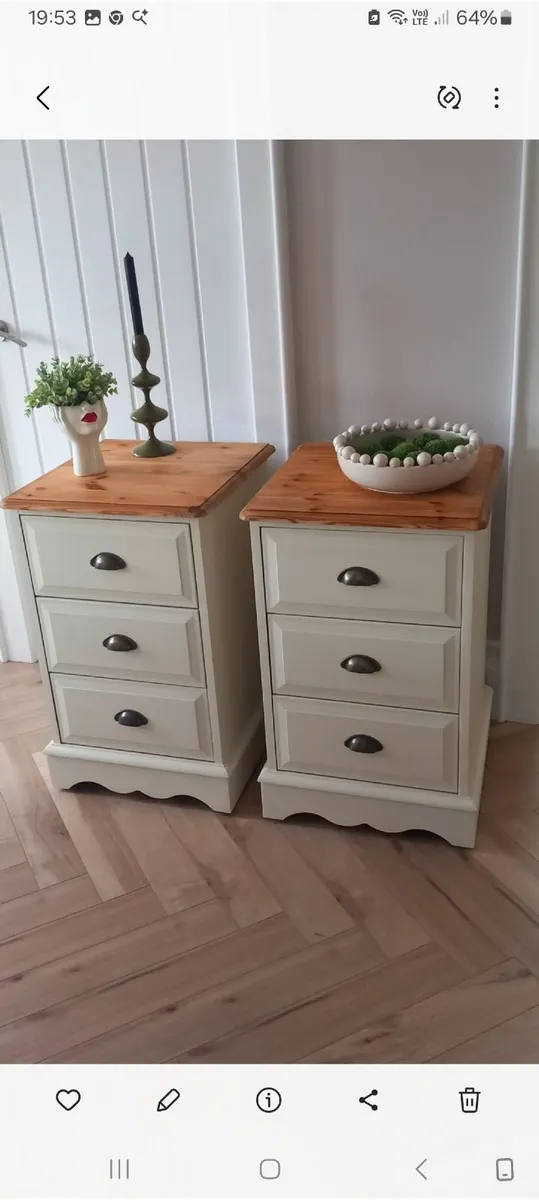 Pair of solid wood bedside cabinets/lockers - Image 1