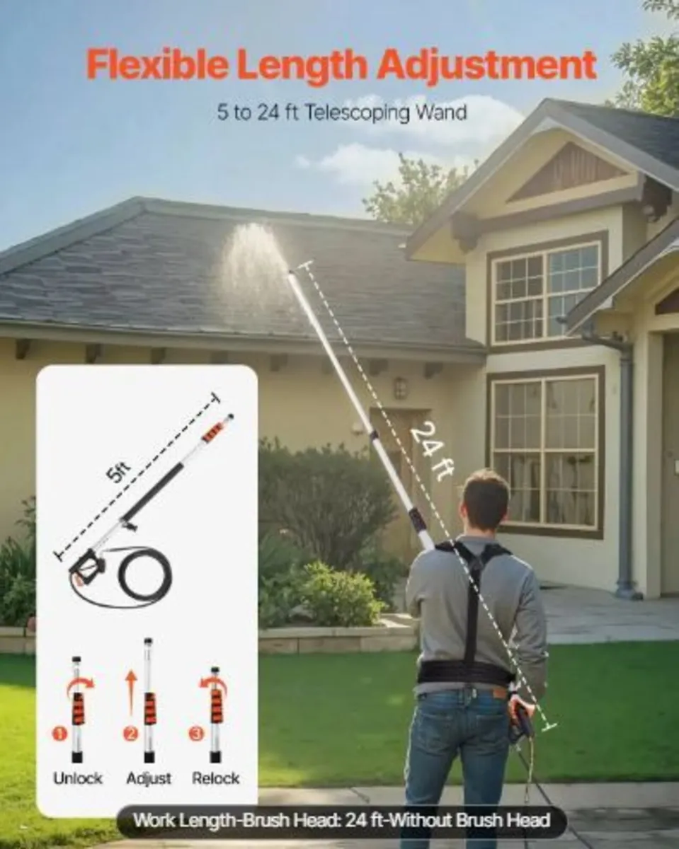 Pressure Washer Telescoping Wand, 24 ft - Image 2