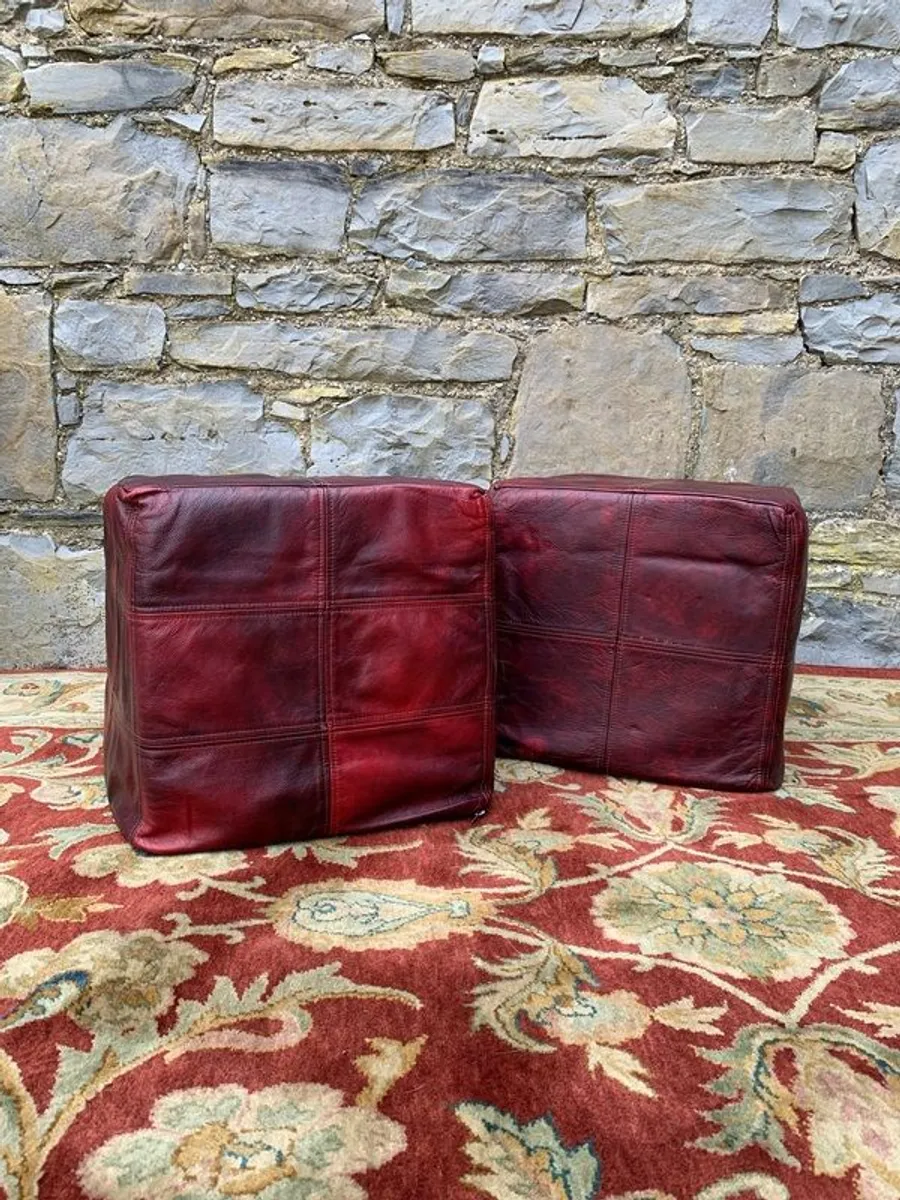 Pair of Oxblood Leather Cube Footstools. - Image 2