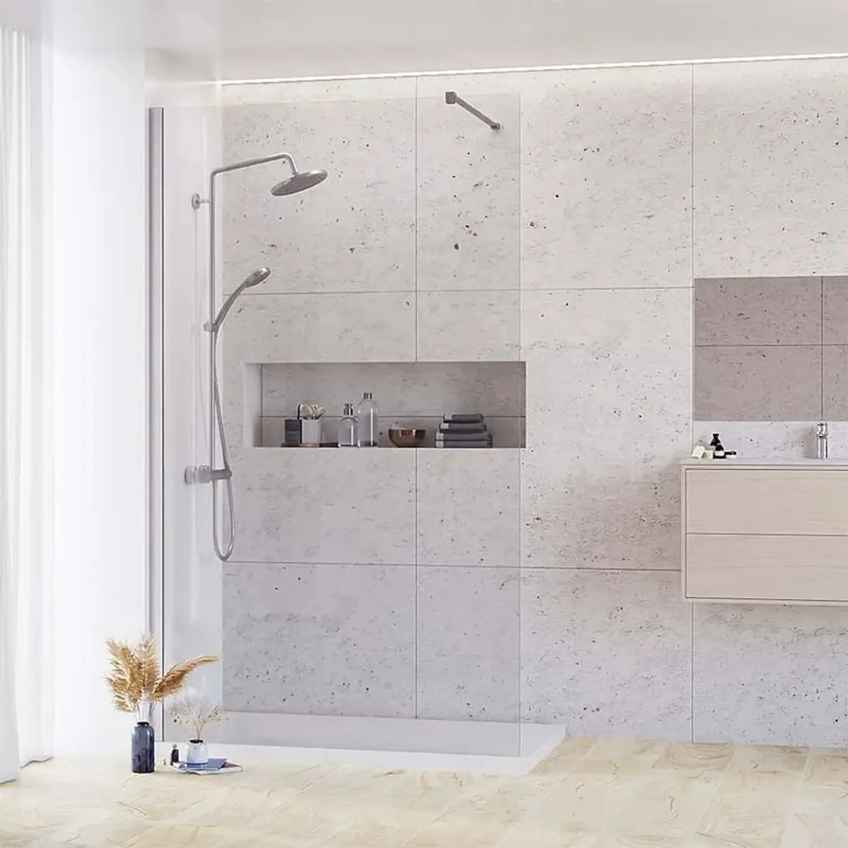 1200 Wetroom Panel with 2 Stabilising Bars BRAND NEW