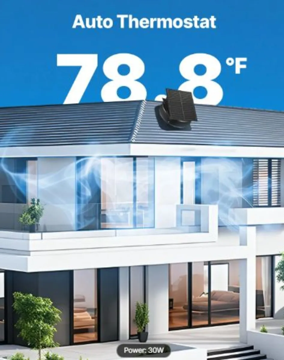 Roof Attic Exhaust Fan, 35W Smart Solar Roof - Image 4
