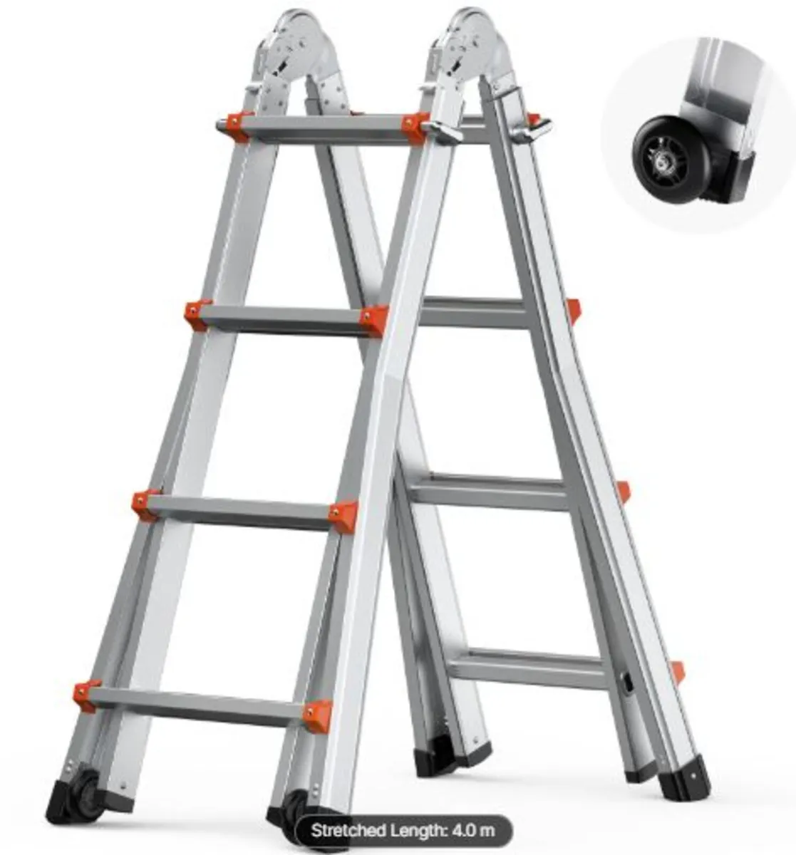 Telescoping Ladder A Frame, 13 FT Compact Aluminum - Image 1