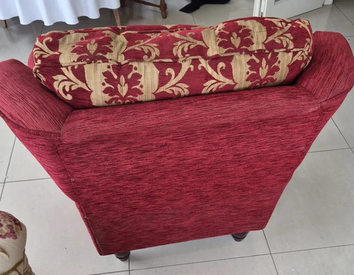 Wingback Armchair Red and Gold - Image 2