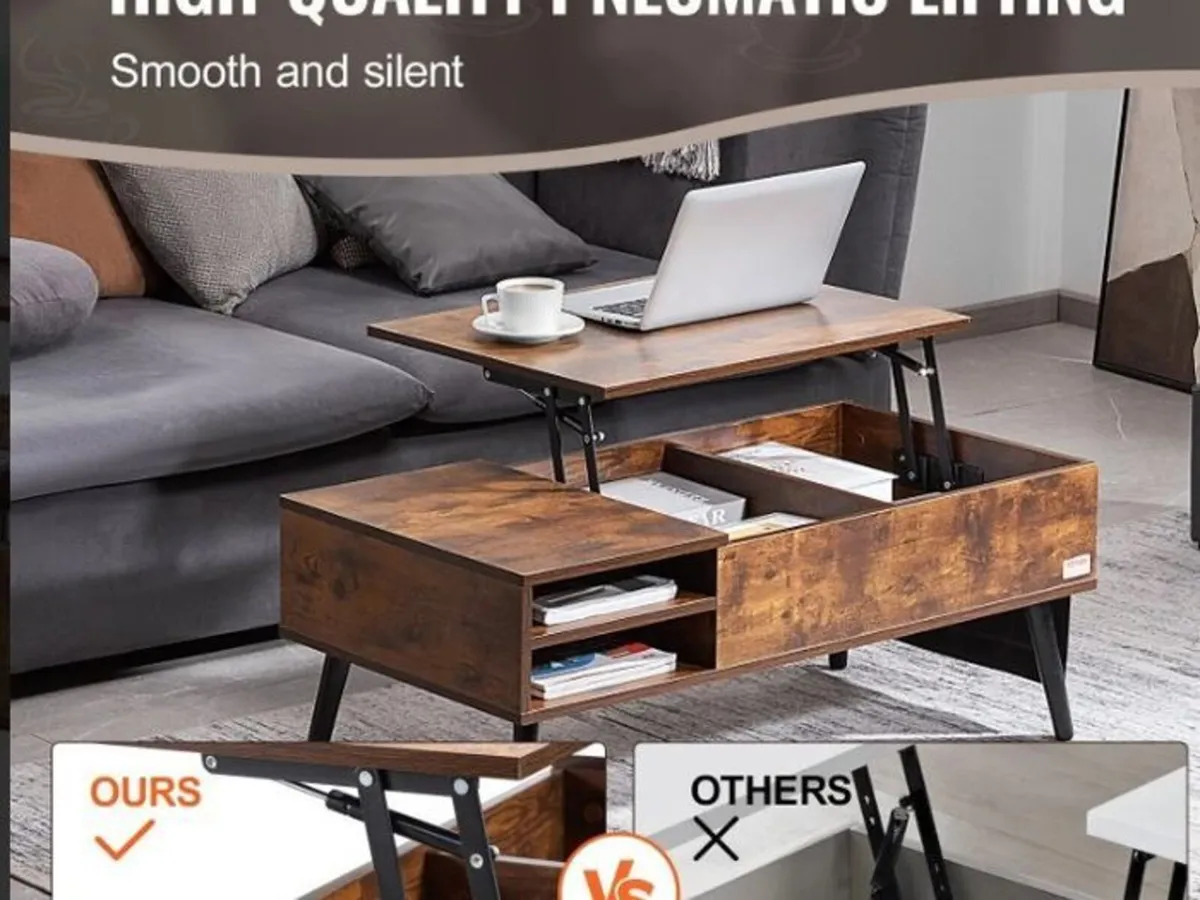 Lift-Top Coffee Table with Hidden Storage - Image 2