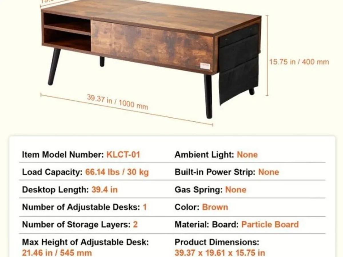 Lift-Top Coffee Table with Hidden Storage - Image 3