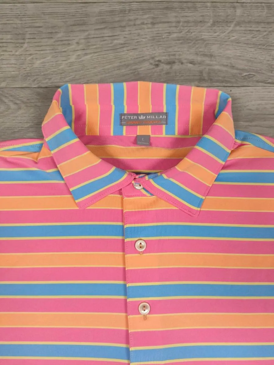 Peter Millar Summer Comfort Golf Polo Shirt Mens L - Image 3