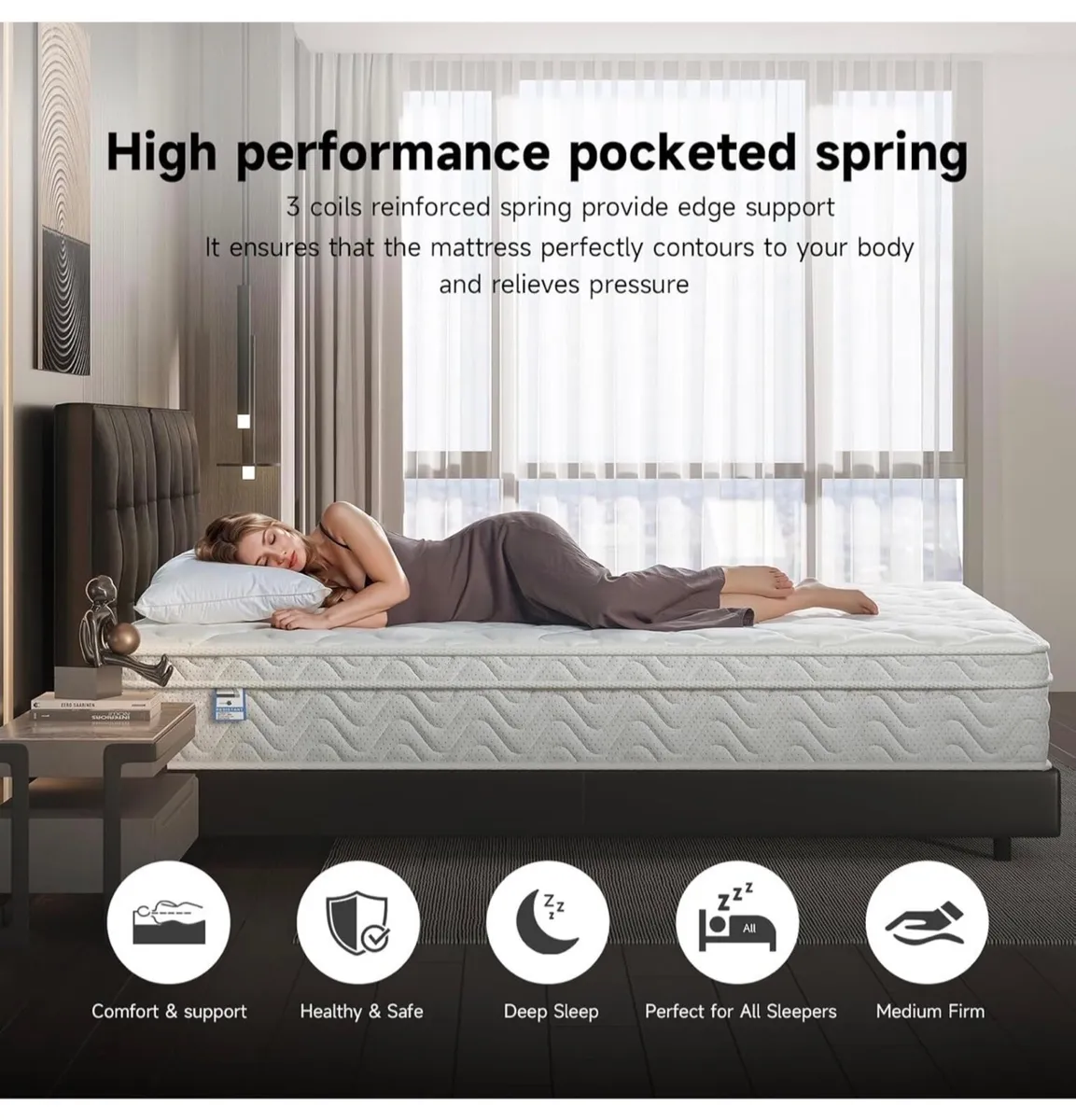 King Size Hybrid Mattress, 10.2 Inch with Breathab - Image 3
