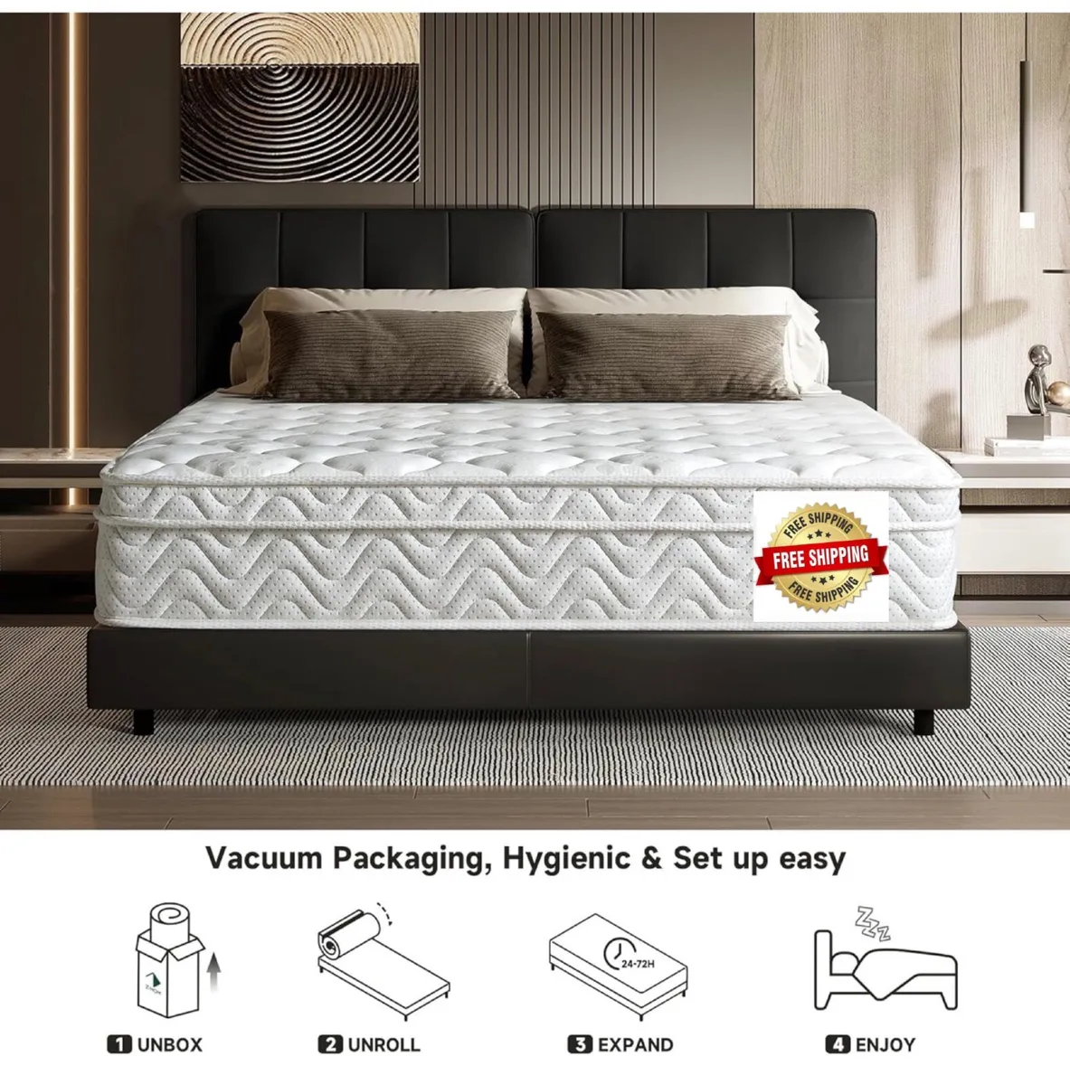King Size Hybrid Mattress, 10.2 Inch with Breathab - Image 1