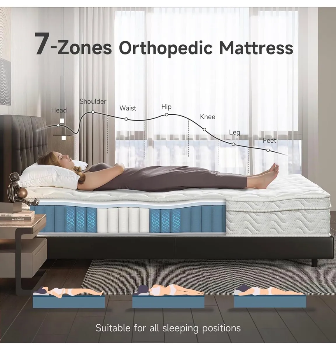 King Size Hybrid Mattress, 10.2 Inch with Breathab - Image 1