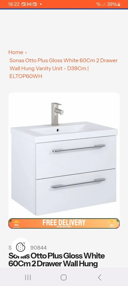 2 drawer wall hung unit 60cm - Image 1