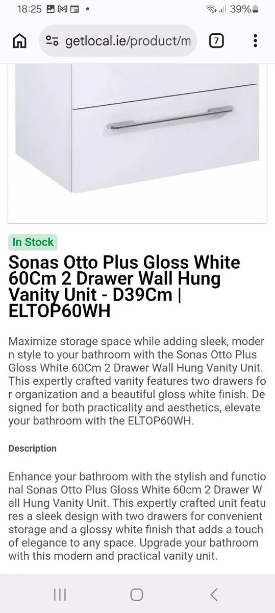 2 drawer wall hung unit 60cm - Image 3