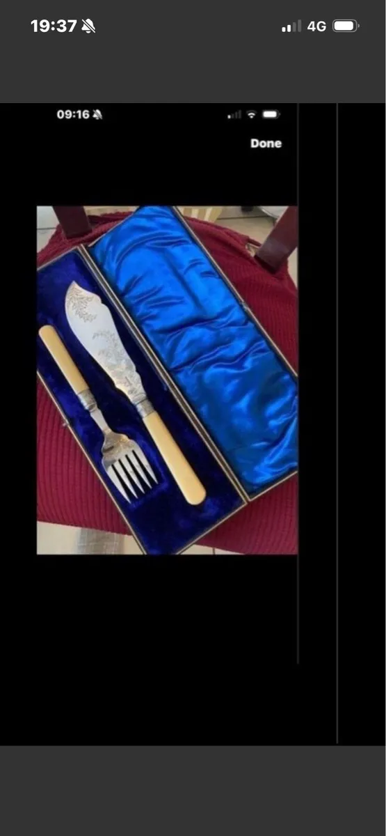 Antique Bone Handle Fish serving Set - Image 1