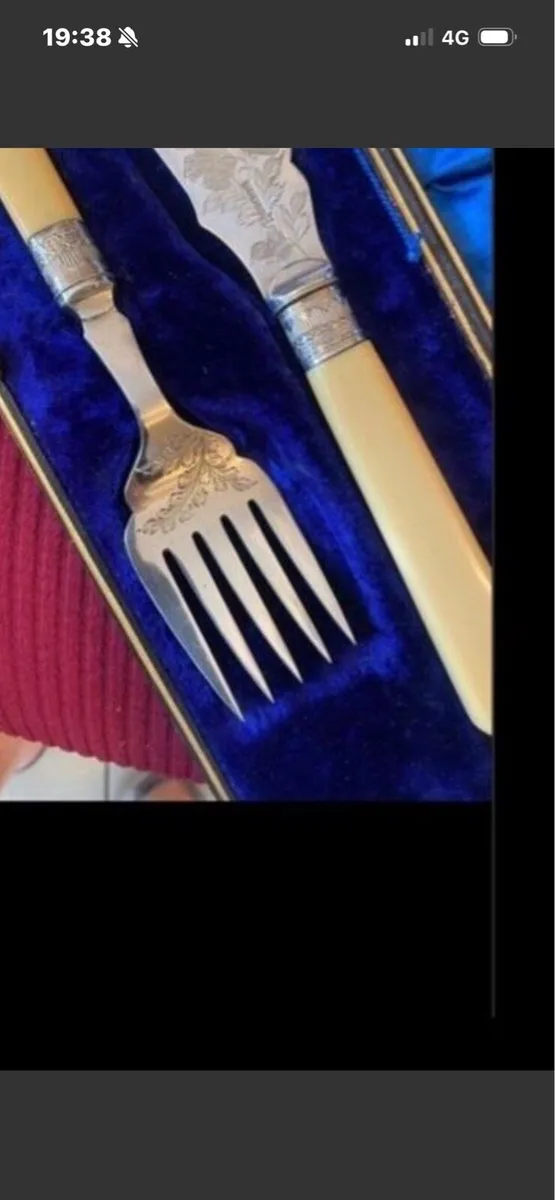Antique Bone Handle Fish serving Set - Image 3