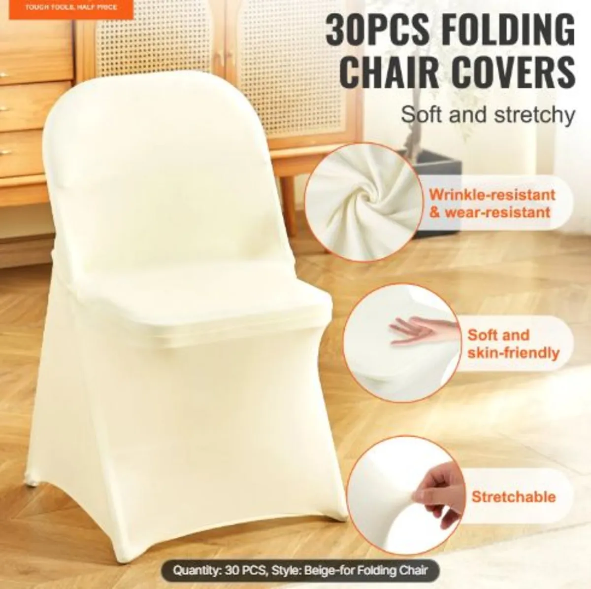 Stretch Spandex Folding Chair Covers, Universal - Image 2