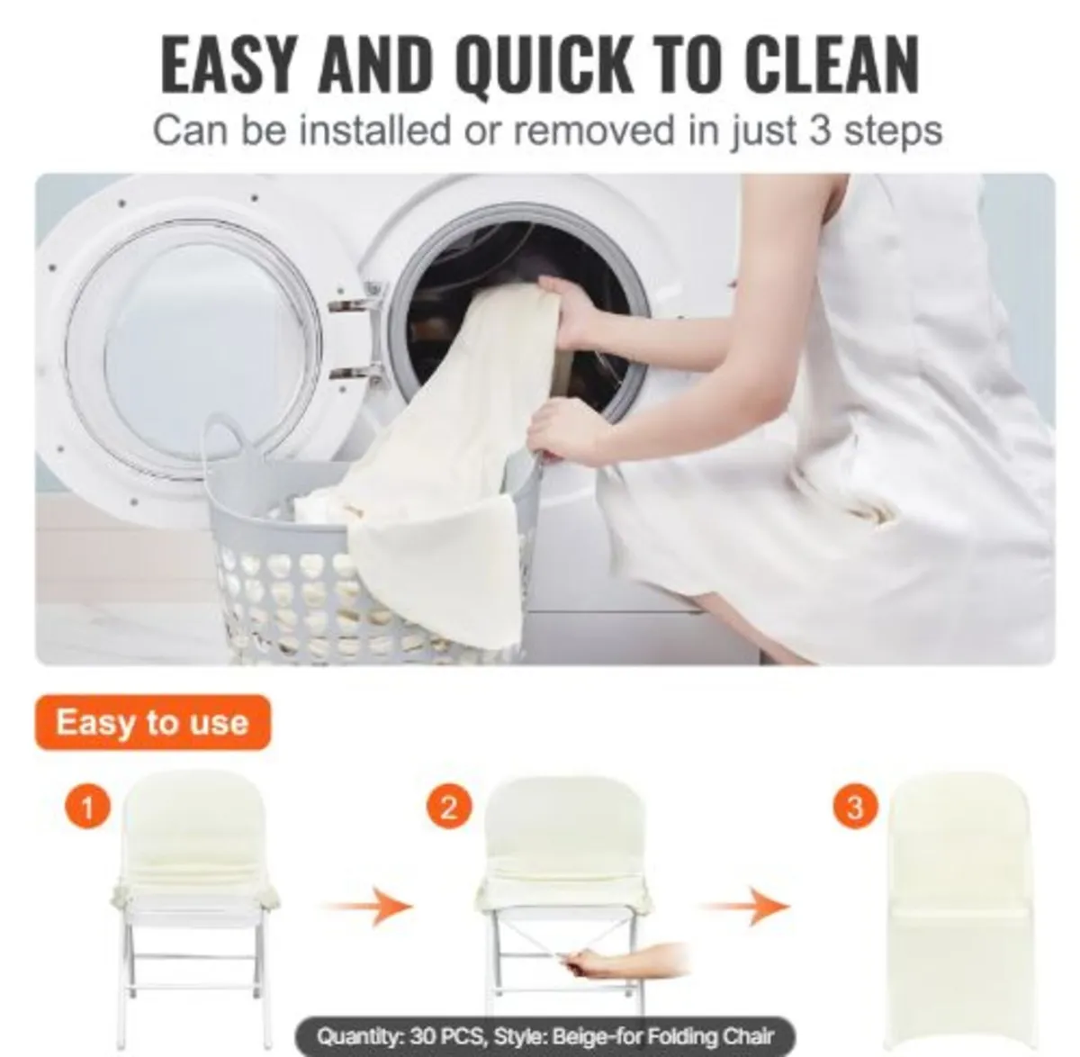 Stretch Spandex Folding Chair Covers, Universal - Image 3