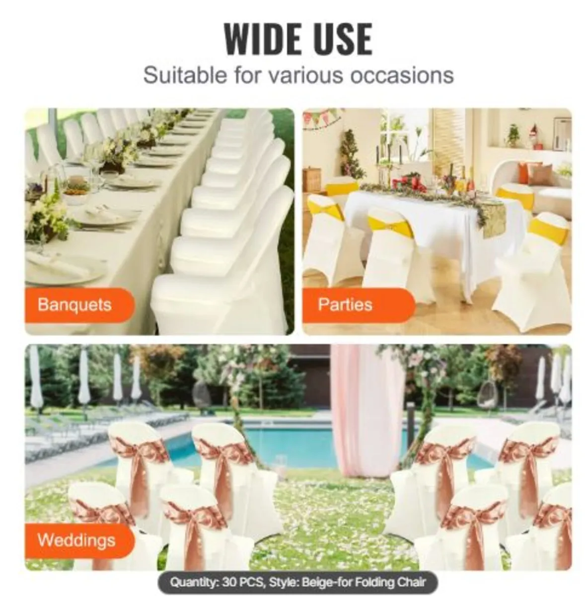 Stretch Spandex Folding Chair Covers, Universal - Image 4