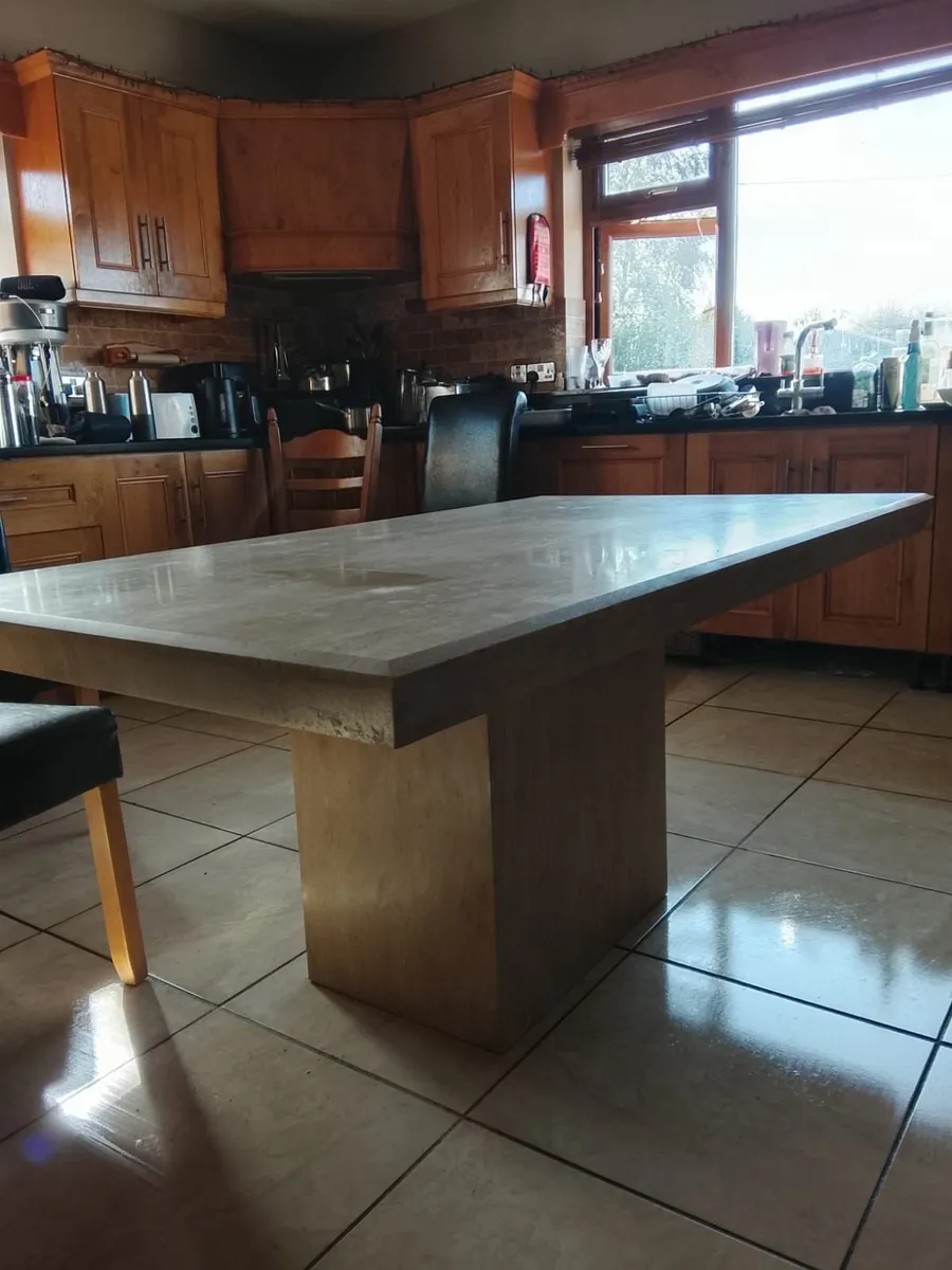 Stone kitchen table plus 6 leather chairs - Image 1