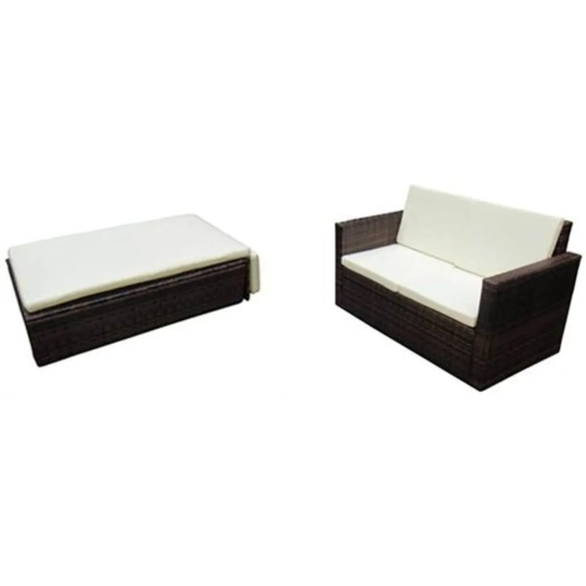 Rattan Garden Sofa Set with Stool and Cushions - Image 3