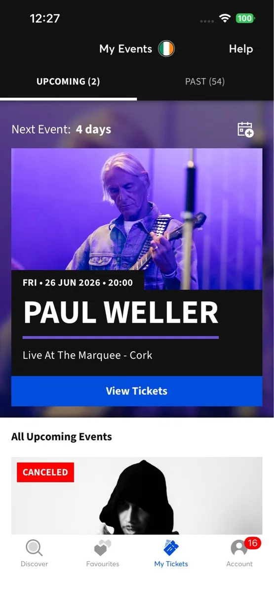 2 x Paul Weller tickets at great price