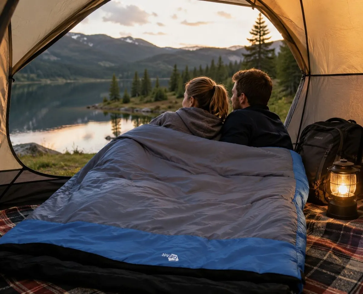 2 Man Sleeping Bag 230 x 160cm Cotton Lined Double - Image 2