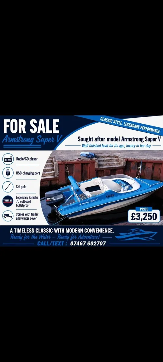 Armstrong Super V speedboat Yamaha outboard - Image 1