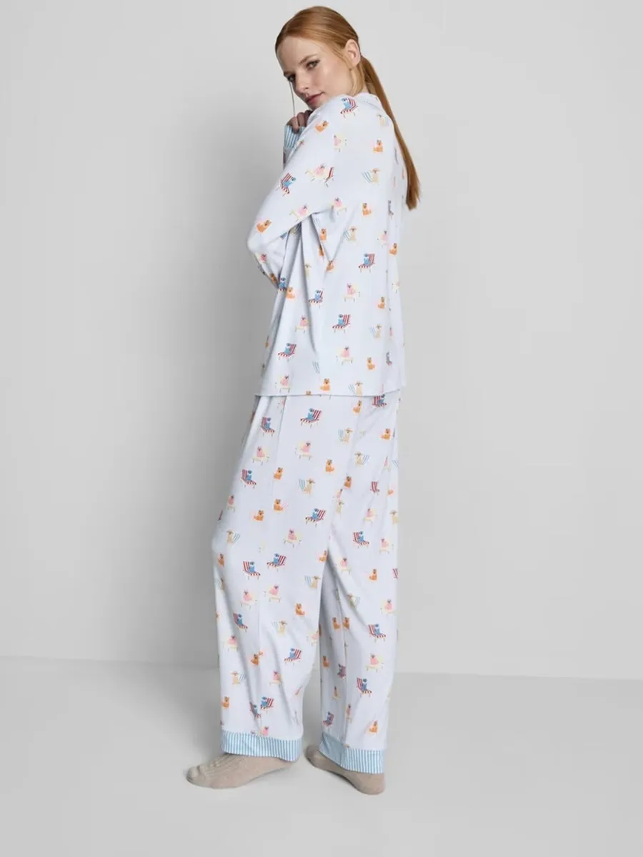 NEW Printed Boyfriend Pyjamas Dogs on Sunloungers - Image 4