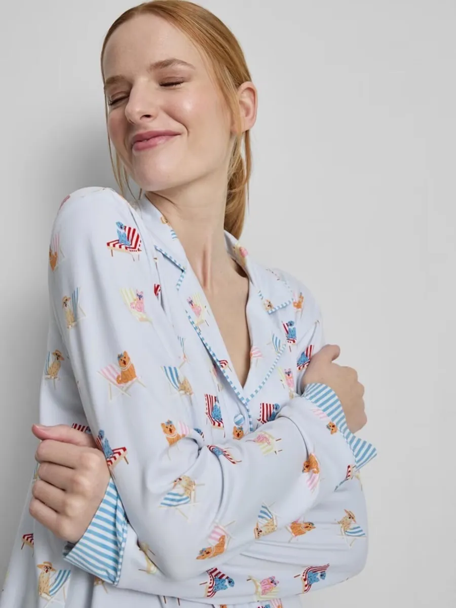 NEW Printed Boyfriend Pyjamas Dogs on Sunloungers - Image 3