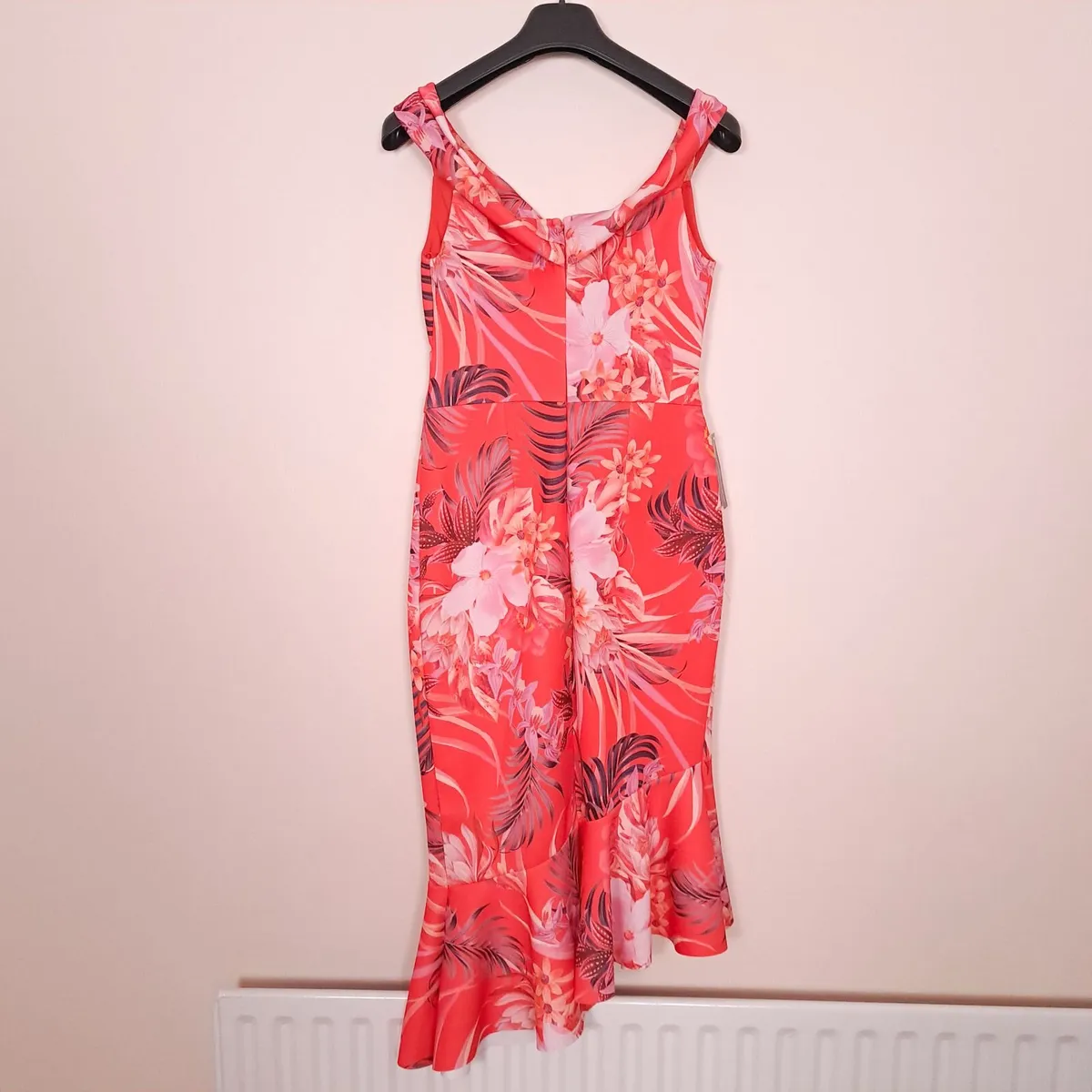 Lipsy Orange Floral Bardot Midi Dress 10UK - Image 2
