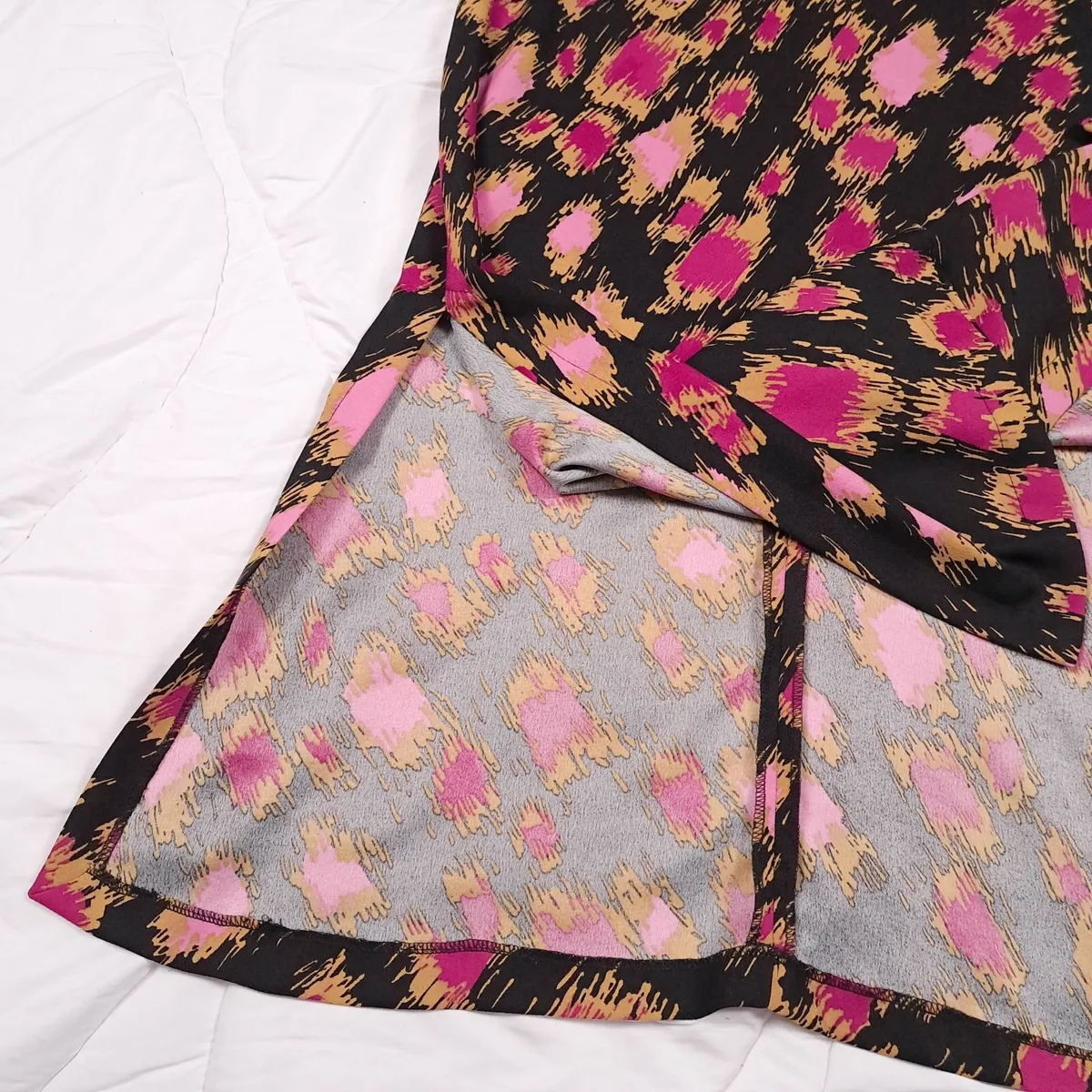 Closet Black Pink Mustard Abstract Midi Dress 10UK - Image 4