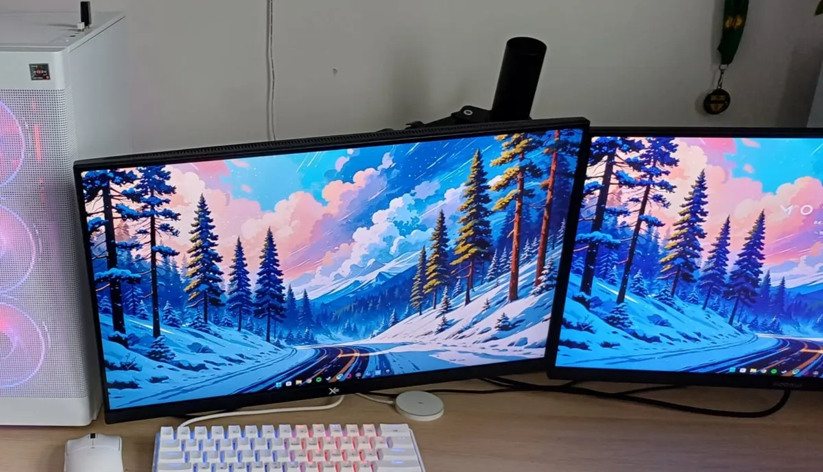 Dual Monitor Setup – 2 Screens + Adjustable Arm – - Image 3