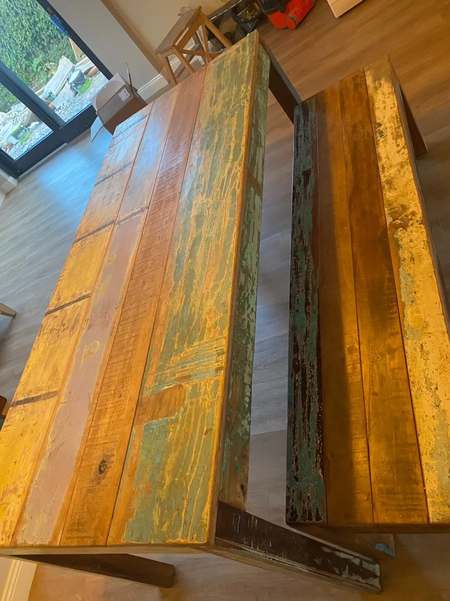 Reclaimed Wood  Dinning  table and bench for sale - Image 1