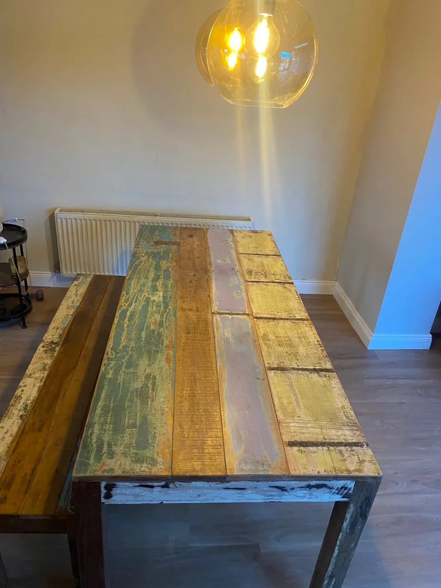 Reclaimed Wood  Dinning  table and bench for sale - Image 4