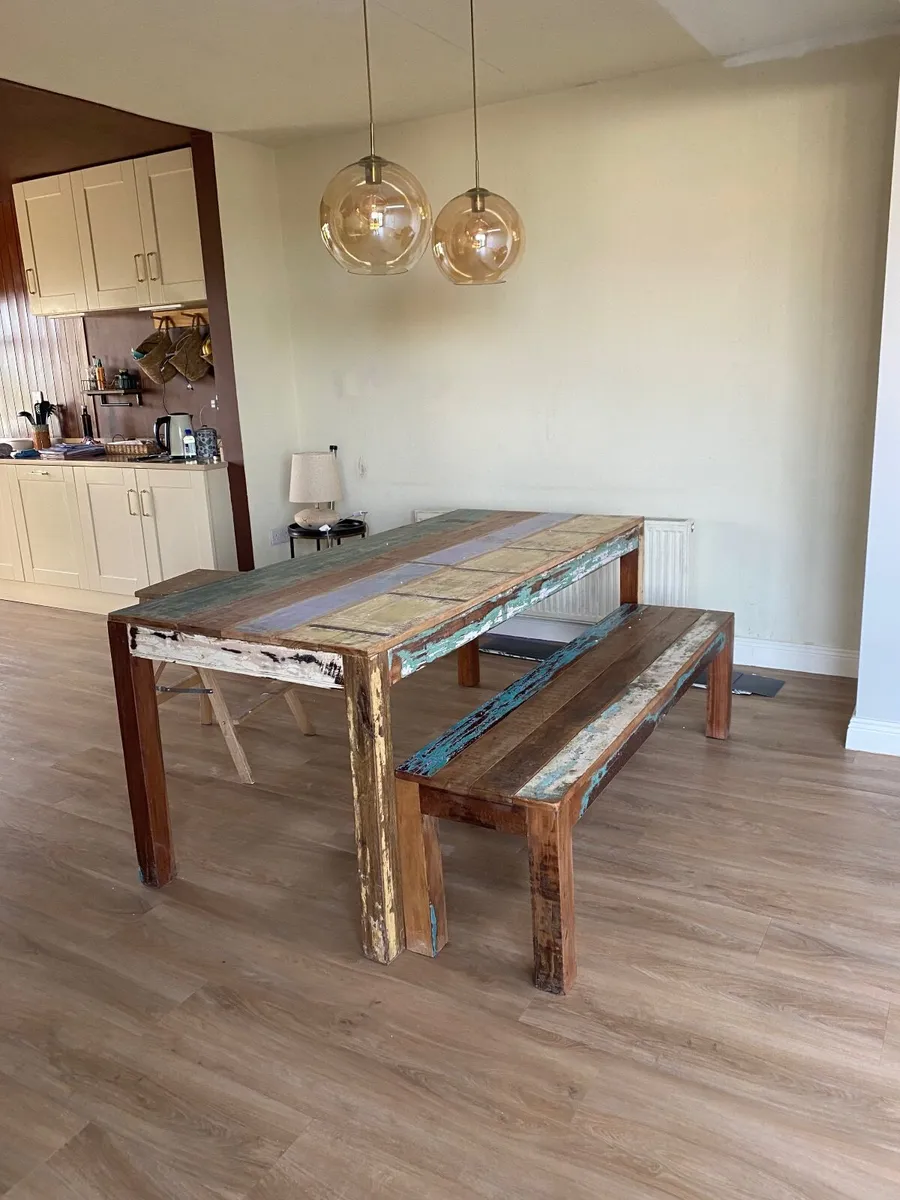 Reclaimed Wood  Dinning  table and bench for sale - Image 2